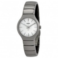 Rado True Silver Dial Platinum-Tone Ceramic Unisex Watch