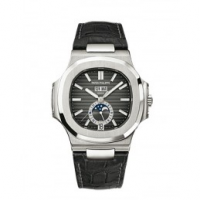 Patek Philippe Nautilus Automatic GMT Moonphase Black Dial Stainless Steel Men's Watch