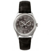 Patek Philippe Annual Calender Moonphase Black Dial Black Leather Automatic Men's Watch