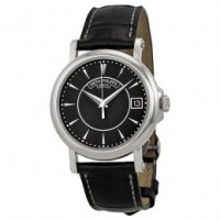 Patek Philippe Calatrava Black Dial 18k White Gold Black Leather Men's Watch