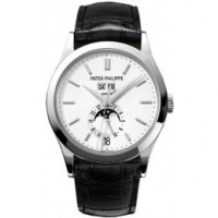 Patek Philippe Complications Silvery Opaline Dial White Gold Case Men's Annual Calender Watch